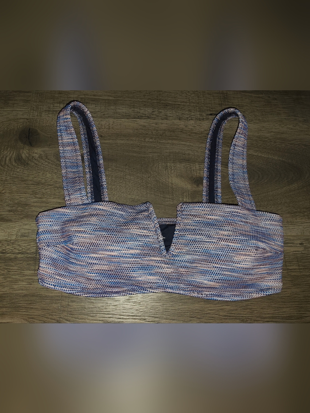 aerie Multicolor Knit V-Notch Bandeau Bikini
